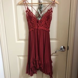 FREE PEOPLE ONE ADELLA MINI LACE DRESS